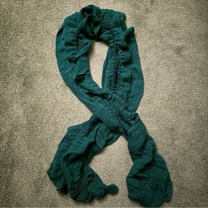 Forever 21 Dark Teal Green Super Long Ruffled Scarf